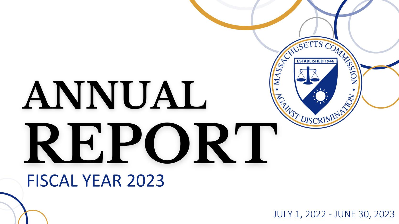 MCAD Annual Report Fiscal Year 2023; July 1, 2022 - June 30, 2023. Image matches Annual Report cover page.